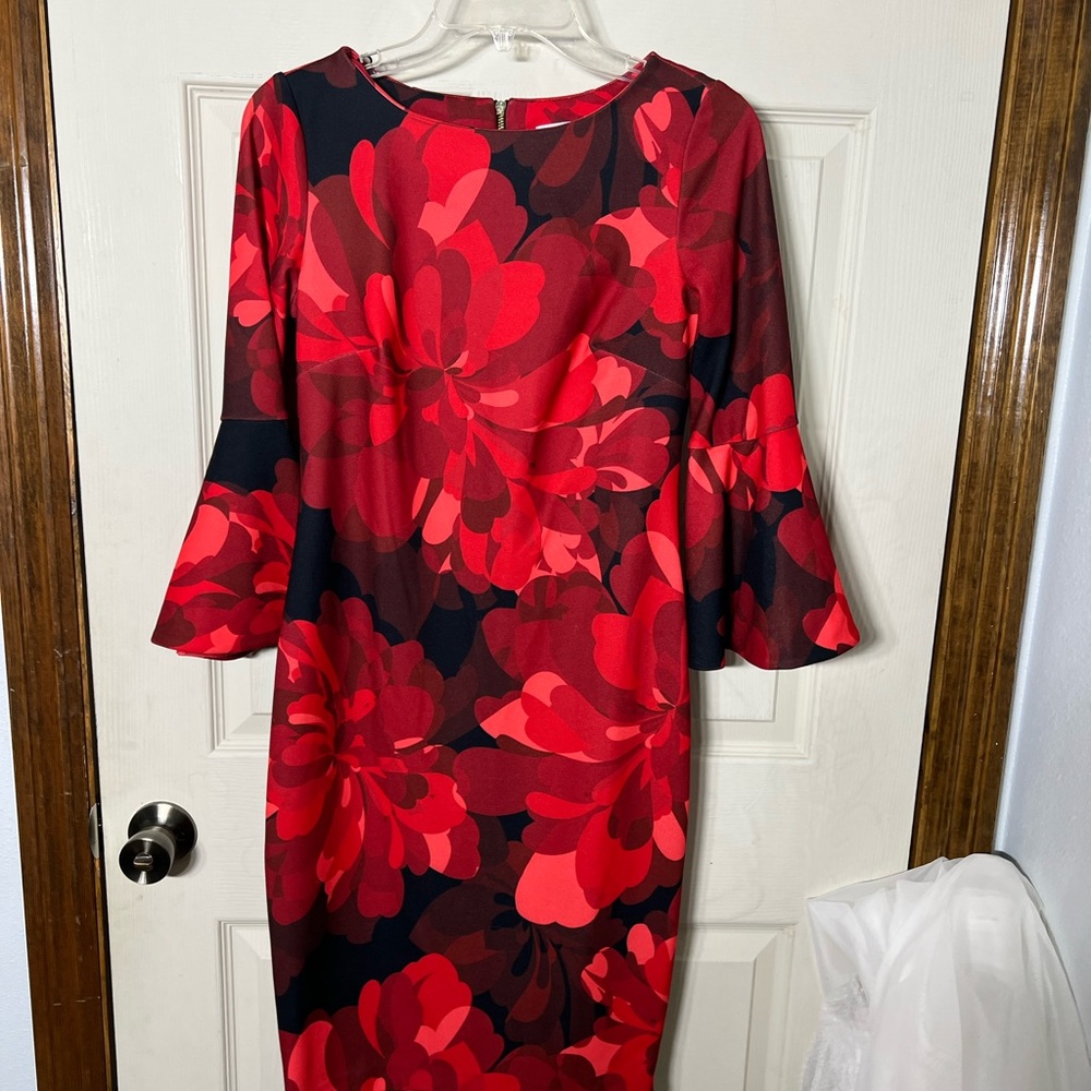 Black and Red Floral Calvin Klein Dress